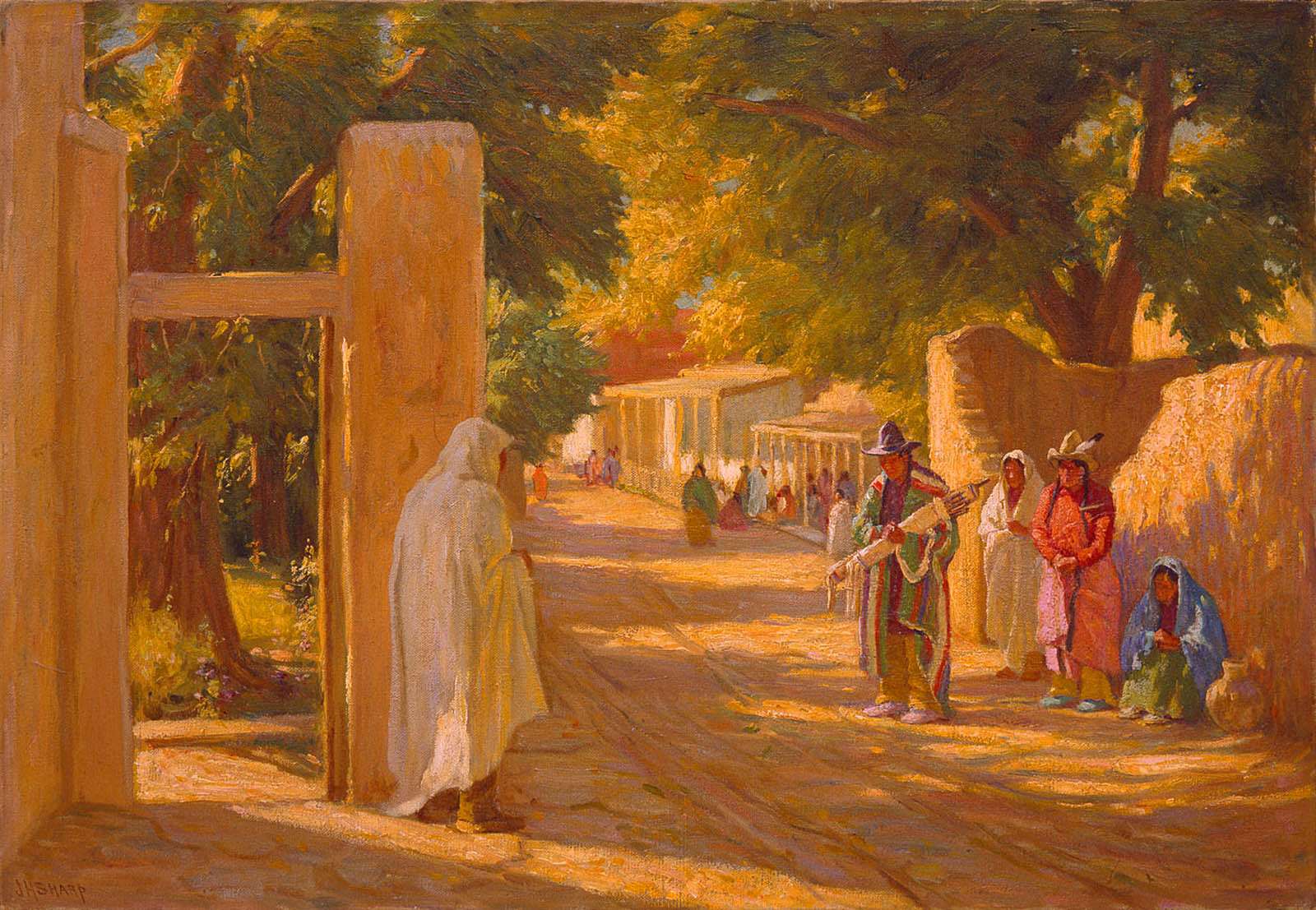 An Old Street in Taos on Fiesta Day [An Old Street in Taos - (Kit) Carson Street]  